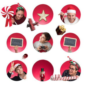 Portrait de famille original et décalé, pris par un photographe à Tours à l'occasion de Noël